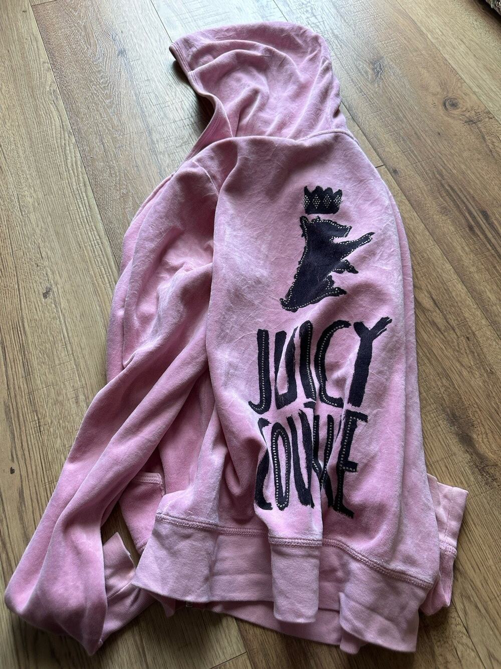Y2K Juicy Couture TrackSuit Jacket Baby Pink XL Dog Bling Made in America EUC***